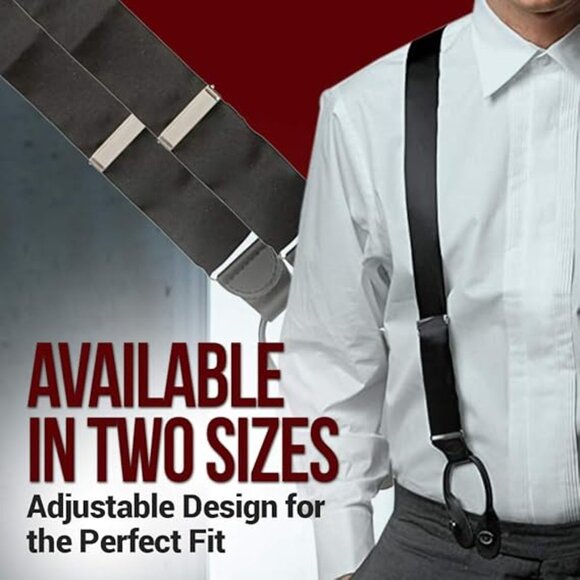 HOLD'EM 100% Silk Suspenders For Men Y-Back Button End – Burgundy - Picture 5 of 7